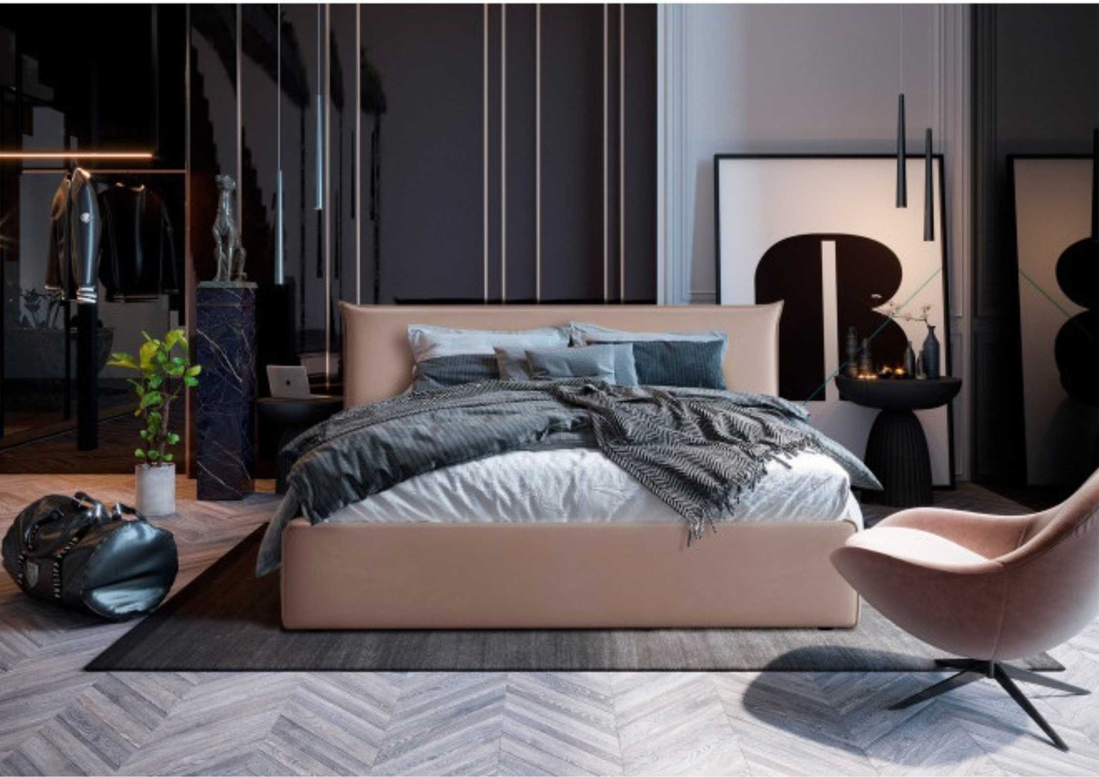 Łóżko tapicerowane z zagłówkiem 160x200